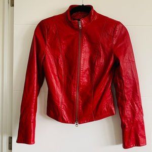 Danier Cherry Red Leather Coat